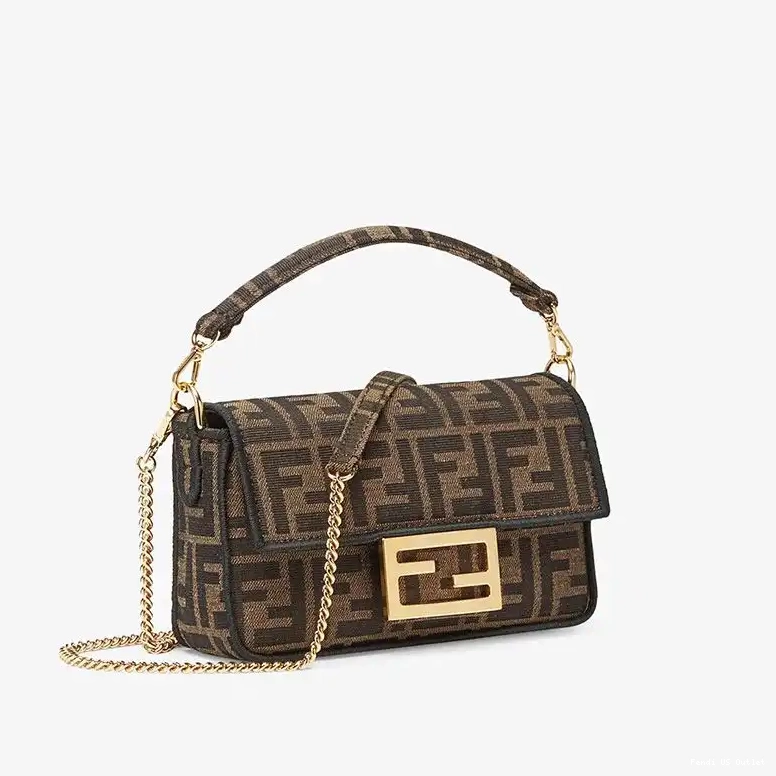 Affordable In Motif Fendi Brown Bag FF Baguette Fabric Mini 0407 HOT SALE
